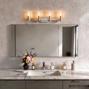 Urban Ambiance - Bath Light - UKC20355 Contemporary Indoor Bath Light, 9.75''H x 32''W x 5''Dep, Polished Nickel Finish, Rivendale Collection - 
