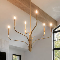 Urban Ambiance - Chandelier - UKC20361 Modern Indoor Chandelier, 33''H x 36.25''W x 36.25''Dep, Champagne Bronze Finish, Westmere Collection - 