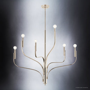 Urban Ambiance - Chandelier - UKC20362 Modern Indoor Chandelier, 33''H x 36.25''W x 36.25''Dep, Polished Nickel Finish, Westmere Collection - 