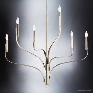 Urban Ambiance - Chandelier - UKC20362 Modern Indoor Chandelier, 33''H x 36.25''W x 36.25''Dep, Polished Nickel Finish, Westmere Collection - 