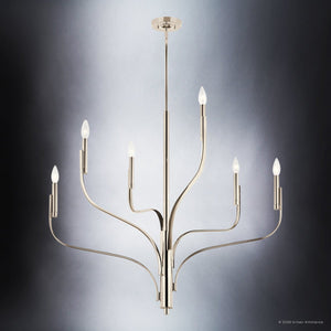 Urban Ambiance - Chandelier - UKC20362 Modern Indoor Chandelier, 33''H x 36.25''W x 36.25''Dep, Polished Nickel Finish, Westmere Collection - 