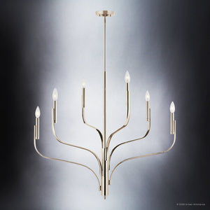 Urban Ambiance - Chandelier - UKC20362 Modern Indoor Chandelier, 33''H x 36.25''W x 36.25''Dep, Polished Nickel Finish, Westmere Collection - 