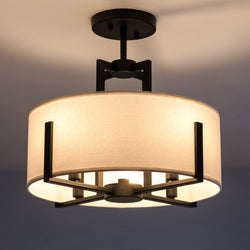 Urban Ambiance - Pendant - UKC20370 Transitional Ceiling Fixture, 14.25''H x 15.5''W x 15.5''Dep, Black Finish, Oakmont Collection -