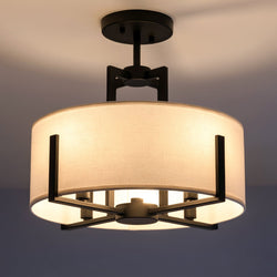 Urban Ambiance - Pendant - UKC20370 Transitional Indoor Pendant, 14.25''H x 15.5''W x 15.5''Dep, Black Finish, Oakmont Collection - 