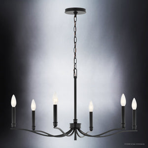 Urban Ambiance - Chandelier - UKC20390 Classic Indoor Chandelier, 17.75''H x 32''W x 32''Dep, Black Finish, Brentwick Collection - 