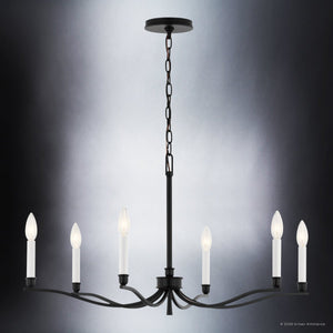 Urban Ambiance - Chandelier - UKC20390 Classic Indoor Chandelier, 17.75''H x 32''W x 32''Dep, Black Finish, Brentwick Collection - 