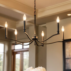 Urban Ambiance - Chandelier - UKC20390 Classic Indoor Chandelier, 17.75''H x 32''W x 32''Dep, Black Finish, Brentwick Collection - 