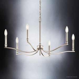 Urban Ambiance - Chandelier - UKC20392 Classic Indoor Chandelier, 17.75''H x 32''W x 32''Dep, Polished Nickel Finish, Brentwick Collection - 
