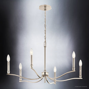 Urban Ambiance - Chandelier - UKC20392 Classic Indoor Chandelier, 17.75''H x 32''W x 32''Dep, Polished Nickel Finish, Brentwick Collection - 