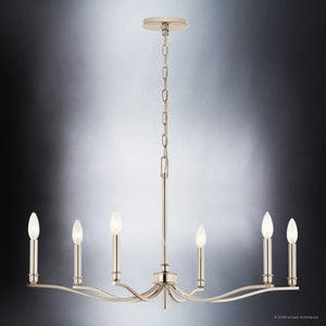 Urban Ambiance - Chandelier - UKC20392 Classic Indoor Chandelier, 17.75''H x 32''W x 32''Dep, Polished Nickel Finish, Brentwick Collection - 