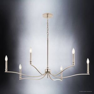 Urban Ambiance - Chandelier - UKC20395 Classic Indoor Chandelier, 22.25''H x 42''W x 42''Dep, Polished Nickel Finish, Brentwick Collection - 
