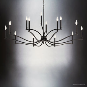 Urban Ambiance - Chandelier - UKC20399 Classic Indoor Chandelier, 27.25''H x 52.75''W x 52.75''Dep, Black Finish, Brentwick Collection - 