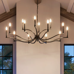 Urban Ambiance - Chandelier - UKC20399 Classic Indoor Chandelier, 27.25''H x 52.75''W x 52.75''Dep, Black Finish, Brentwick Collection - 