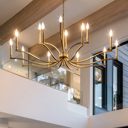 Urban Ambiance - Chandelier - UKC20400 Classic Indoor Chandelier, 27.25''H x 52.75''W x 52.75''Dep, Champagne Bronze Finish, Brentwick Collection - 
