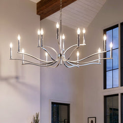 Urban Ambiance - Chandelier - UKC20401 Classic Indoor Chandelier, 27.25''H x 52.75''W x 52.75''Dep, Polished Nickel Finish, Brentwick Collection - 