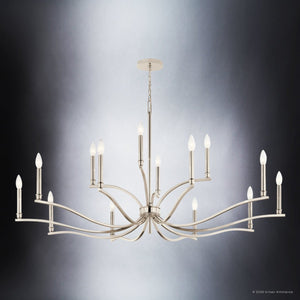 Urban Ambiance - Chandelier - UKC20401 Classic Indoor Chandelier, 27.25''H x 52.75''W x 52.75''Dep, Polished Nickel Finish, Brentwick Collection - 