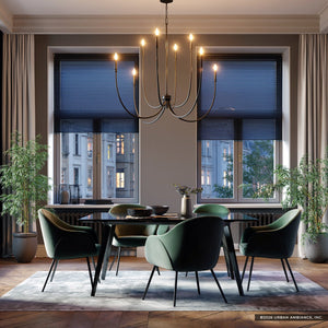 Urban Ambiance - Chandelier - UKC20402 Modern Indoor Chandelier, 43.5''H x 45.25''W x 45.25''Dep, Black Finish, Brentwick Collection - 