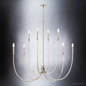 Urban Ambiance - Chandelier - UKC20404 Modern Indoor Chandelier, 43.5''H x 45.25''W x 45.25''Dep, Polished Nickel Finish, Brentwick Collection - 