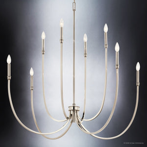 Urban Ambiance - Chandelier - UKC20404 Modern Indoor Chandelier, 43.5''H x 45.25''W x 45.25''Dep, Polished Nickel Finish, Brentwick Collection - 