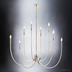 Urban Ambiance - Chandelier - UKC20404 Modern Indoor Chandelier, 43.5''H x 45.25''W x 45.25''Dep, Polished Nickel Finish, Brentwick Collection - 