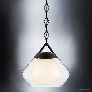 Urban Ambiance - Pendant - UKC20410 Art Deco Indoor Pendant, 10.75''H x 12''W x 12''Dep, Black Finish, Hawthorne Collection - 