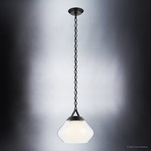 Urban Ambiance - Pendant - UKC20410 Art Deco Indoor Pendant, 10.75''H x 12''W x 12''Dep, Black Finish, Hawthorne Collection - 