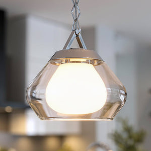 Urban Ambiance - Pendant - UKC20412 Art Deco Indoor Pendant, 10.75''H x 12''W x 12''Dep, Polished Nickel Finish, Hawthorne Collection - 