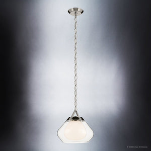 Urban Ambiance - Pendant - UKC20412 Art Deco Indoor Pendant, 10.75''H x 12''W x 12''Dep, Polished Nickel Finish, Hawthorne Collection - 