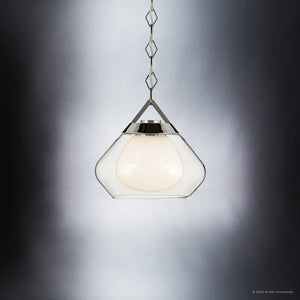 Urban Ambiance - Pendant - UKC20412 Art Deco Indoor Pendant, 10.75''H x 12''W x 12''Dep, Polished Nickel Finish, Hawthorne Collection - 