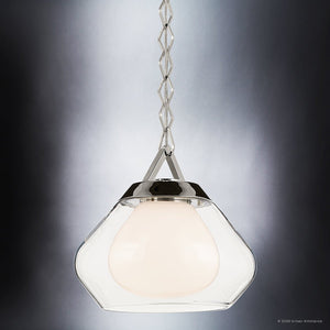 Urban Ambiance - Pendant - UKC20412 Art Deco Indoor Pendant, 10.75''H x 12''W x 12''Dep, Polished Nickel Finish, Hawthorne Collection - 