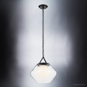 Urban Ambiance - Pendant - UKC20413 Art Deco Indoor Pendant, 16''H x 16.5''W x 16.5''Dep, Black Finish, Hawthorne Collection - 