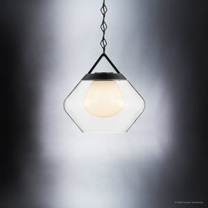 Urban Ambiance - Pendant - UKC20413 Art Deco Indoor Pendant, 16''H x 16.5''W x 16.5''Dep, Black Finish, Hawthorne Collection - 