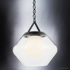 Urban Ambiance - Pendant - UKC20413 Art Deco Indoor Pendant, 16''H x 16.5''W x 16.5''Dep, Black Finish, Hawthorne Collection - 