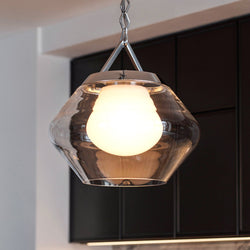 Urban Ambiance - Pendant - UKC20415 Art Deco Indoor Pendant, 16''H x 16.5''W x 16.5''Dep, Polished Nickel Finish, Hawthorne Collection - 