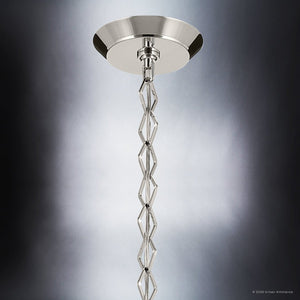 Urban Ambiance - Pendant - UKC20415 Art Deco Indoor Pendant, 16''H x 16.5''W x 16.5''Dep, Polished Nickel Finish, Hawthorne Collection - 