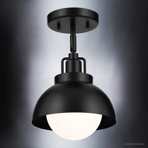 Urban Ambiance - Ceiling Light - UKC20420 Industrial Indoor Ceiling Light, 11.25''H x 8''W x 9.5''Dep, Black Finish, Averleigh Collection - 