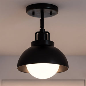 Urban Ambiance - Ceiling Light - UKC20420 Industrial Indoor Ceiling Light, 11.25''H x 8''W x 9.5''Dep, Black Finish, Averleigh Collection - 