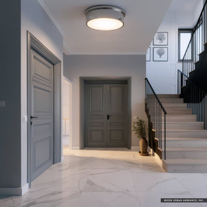 Urban Ambiance - Ceiling Light - UKC20465 Modern Indoor Ceiling Light, 5.75''H x 18''W x 18''Dep, Polished Nickel Finish, Harrington Collection - 