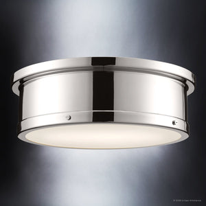 Urban Ambiance - Ceiling Light - UKC20465 Modern Indoor Ceiling Light, 5.75''H x 18''W x 18''Dep, Polished Nickel Finish, Harrington Collection - 