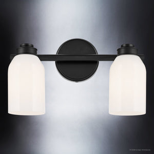 Urban Ambiance - Bath Light - UKC20474 Modern Indoor Bath Light, 9''H x 15''W x 5.5''Dep, Black Finish, Inverly Collection - 
