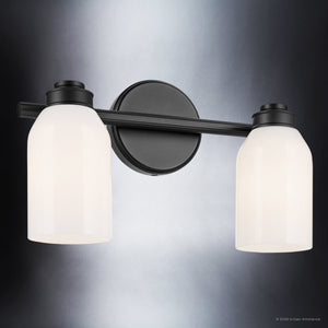 Urban Ambiance - Bath Light - UKC20474 Modern Indoor Bath Light, 9''H x 15''W x 5.5''Dep, Black Finish, Inverly Collection - 