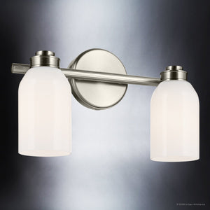 Urban Ambiance - Bath Light - UKC20477 Modern Indoor Bath Light, 9''H x 15''W x 5.5''Dep, Brushed Nickel Finish, Inverly Collection - 