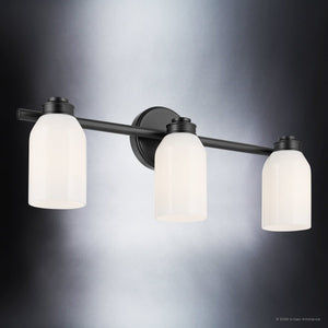 Urban Ambiance - Bath Light - UKC20478 Modern Indoor Bath Light, 9''H x 24.25''W x 5.5''Dep, Black Finish, Inverly Collection - 