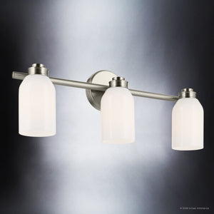 Urban Ambiance - Bath Light - UKC20481 Modern Indoor Bath Light, 9''H x 24.25''W x 5.5''Dep, Brushed Nickel Finish, Inverly Collection - 