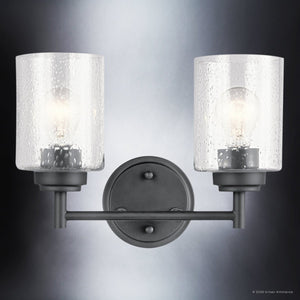 Urban Ambiance - Bath Light - UKC20500 Industrial Indoor Bath Light, 9.25''H x 13''W x 6.5''Dep, Black Finish, Ravencourt Collection - 