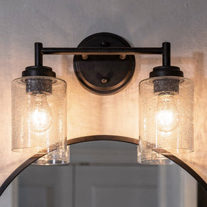 Urban Ambiance - Bath Light - UKC20500 Industrial Indoor Bath Light, 9.25''H x 13''W x 6.5''Dep, Black Finish, Ravencourt Collection - 