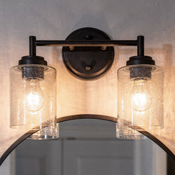 Urban Ambiance - Bath Light - UKC20500 Industrial Indoor Bath Light, 9.25''H x 13''W x 6.5''Dep, Black Finish, Ravencourt Collection - 