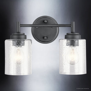 Urban Ambiance - Bath Light - UKC20500 Industrial Indoor Bath Light, 9.25''H x 13''W x 6.5''Dep, Black Finish, Ravencourt Collection - 
