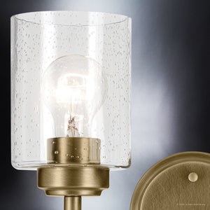 Urban Ambiance - Bath Light - UKC20501 Industrial Indoor Bath Light, 9.25''H x 13''W x 6.5''Dep, Natural Brass Finish, Ravencourt Collection - 