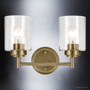 Urban Ambiance - Bath Light - UKC20501 Industrial Indoor Bath Light, 9.25''H x 13''W x 6.5''Dep, Natural Brass Finish, Ravencourt Collection - 